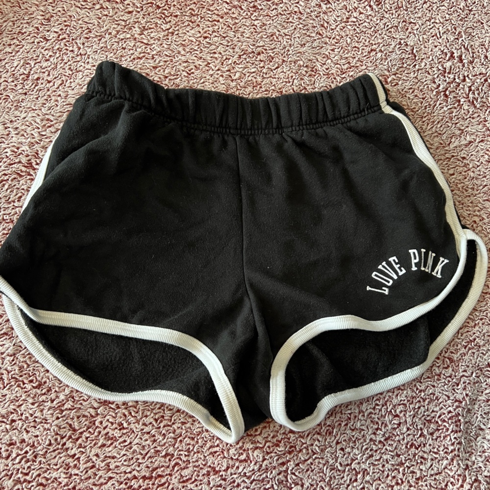 Victoria’s Secret PINK Love PINK Black Fleece Dolphin Shorts Size M